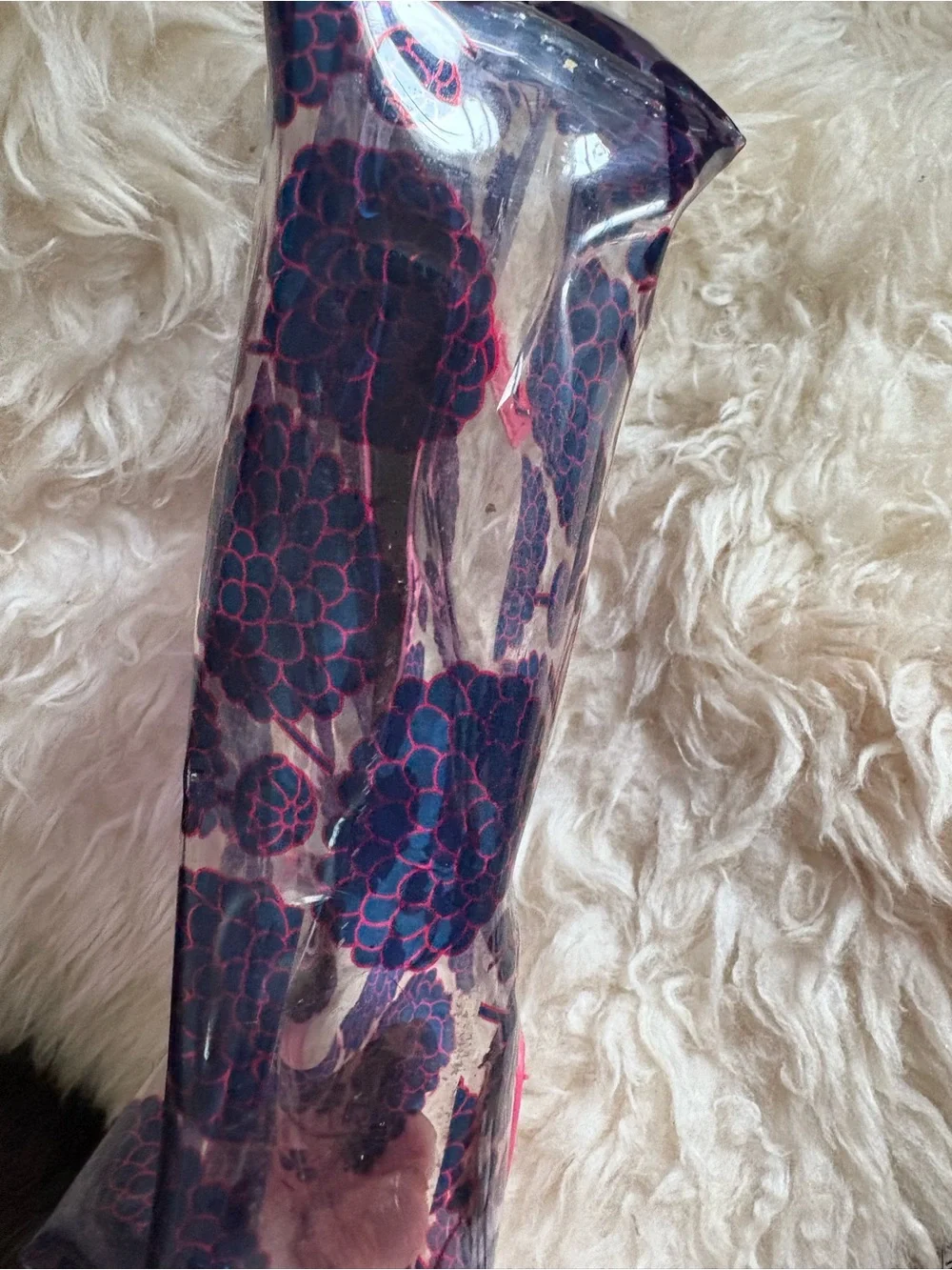 Pattern Clear Floral Cosmetic Pouch in Pink and Navy